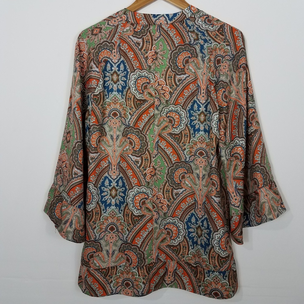 Zara Basic Paisley Split Hem Tunic Top Medium - image 4